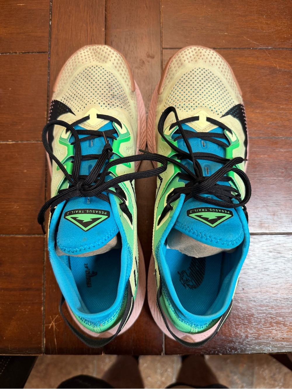 Nike Trail Pegasus Neon Green and Blue Athletic Sneakers